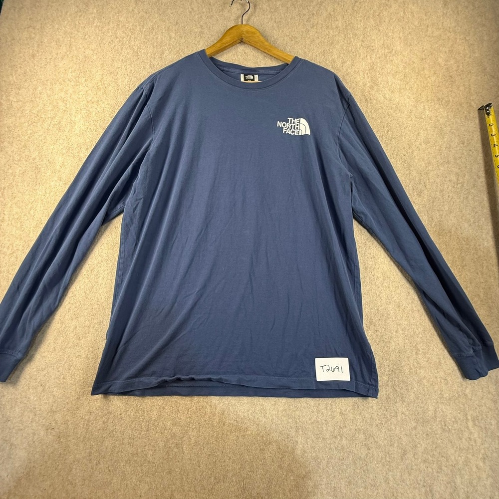 The North Face Mens Blue Circular Design Long Sleeve Logo Graphic T-Shirt Large